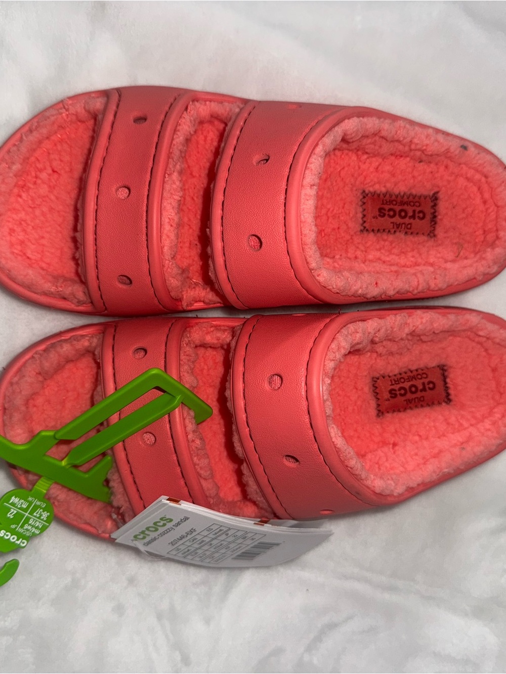 CROCS Kids Coral Fuzzy Slide Slippers
